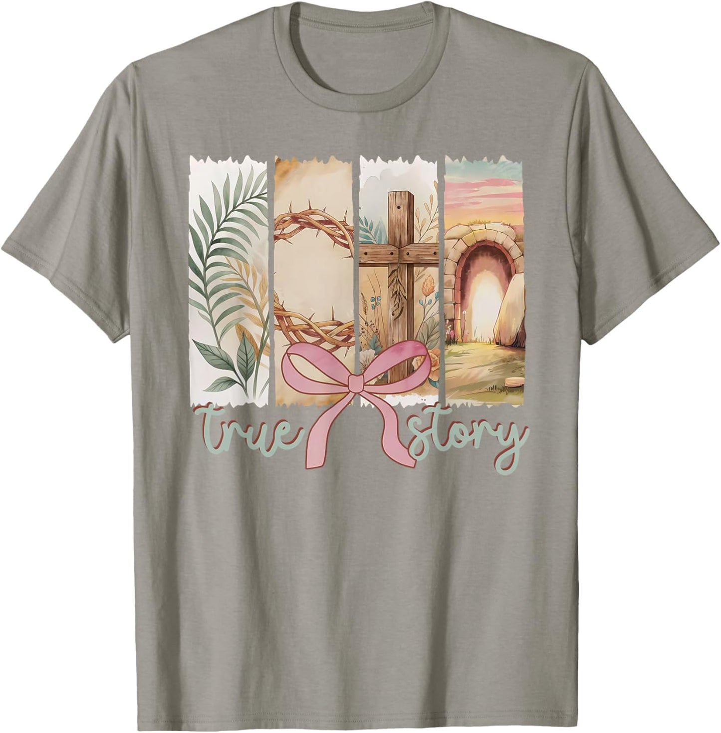 Happy Easter True Story He Is Risen Coquette Floral Spring T-Shirt - T-Shirt | Sand