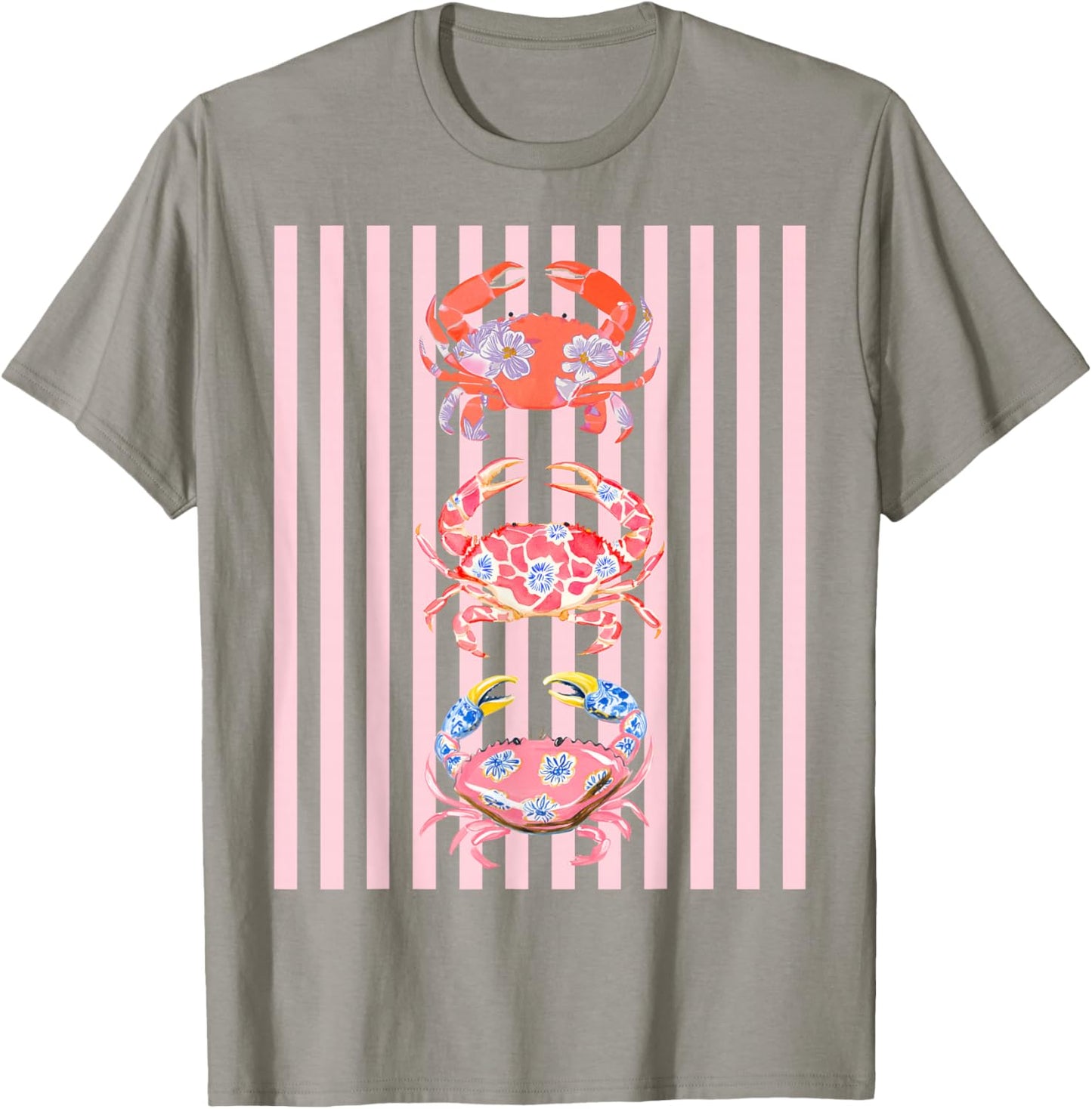 Floral Crab Preppy Coastal Aesthetic Beach Graphic Summer T-Shirt - T-Shirt | Sand