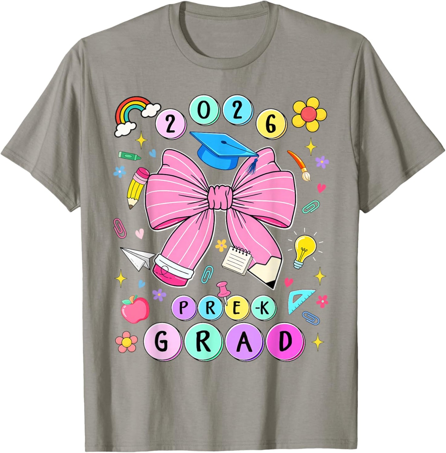 Cute Pre-K Graduation 2026 Prek Grad Coquette Bow Pencil T-Shirt - T-Shirt | Sand
