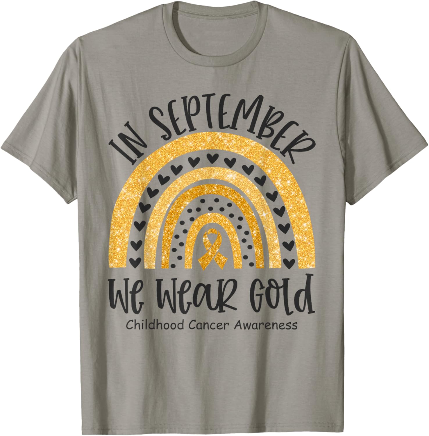 in September We Wear Gold Childhood Cancer Awareness Rainbow T-Shirt - T-Shirt | Sand
