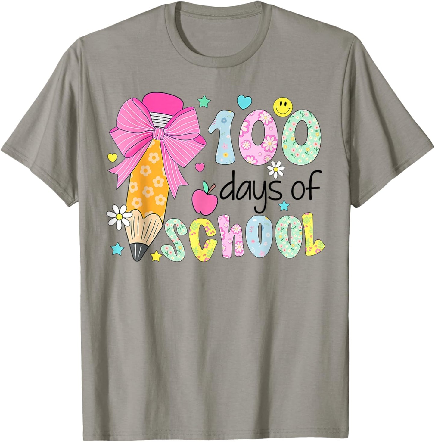 100 Days of School Preppy 100th Day of School Teachers Girls T-Shirt - T-Shirt | Sand