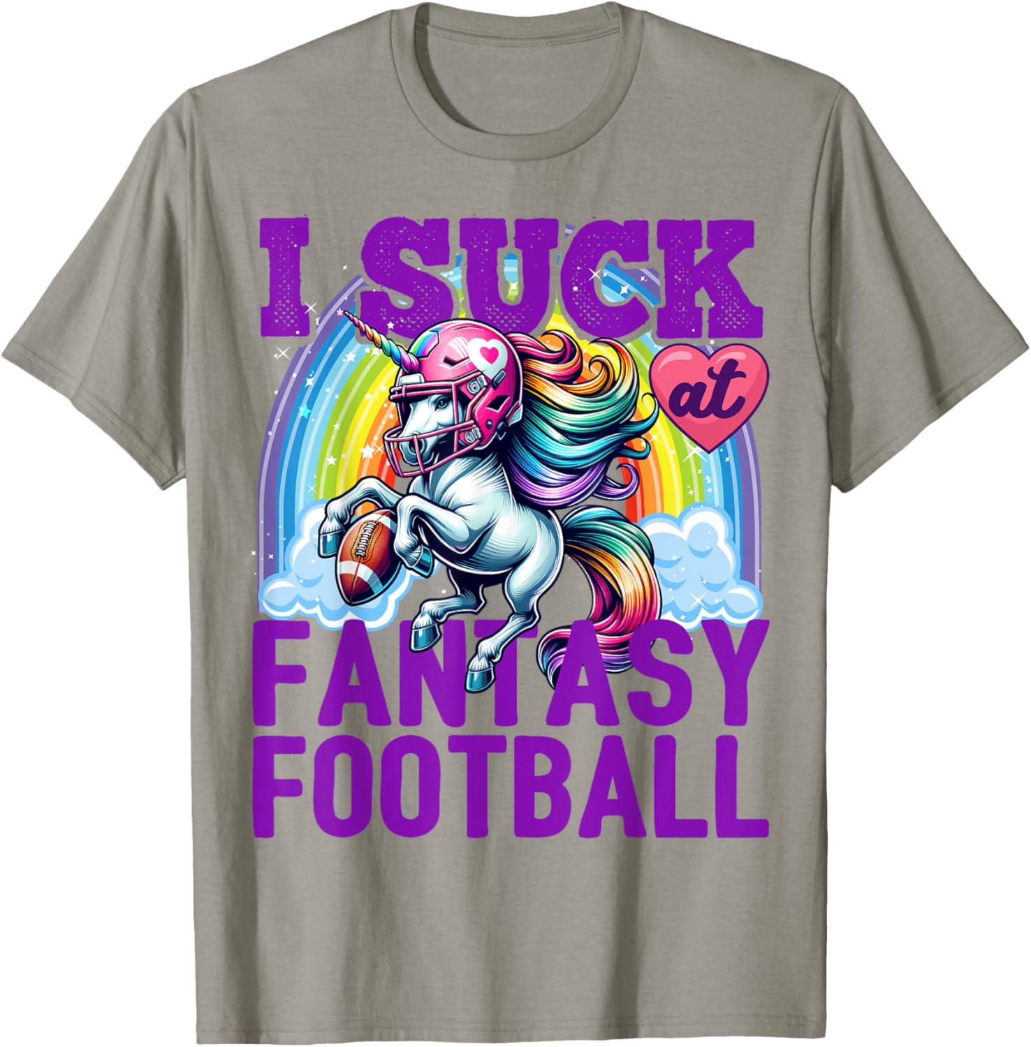 I Suck at Fantasy Football Unicorn Rainbow Loser Men T-Shirt - T-Shirt | Sand