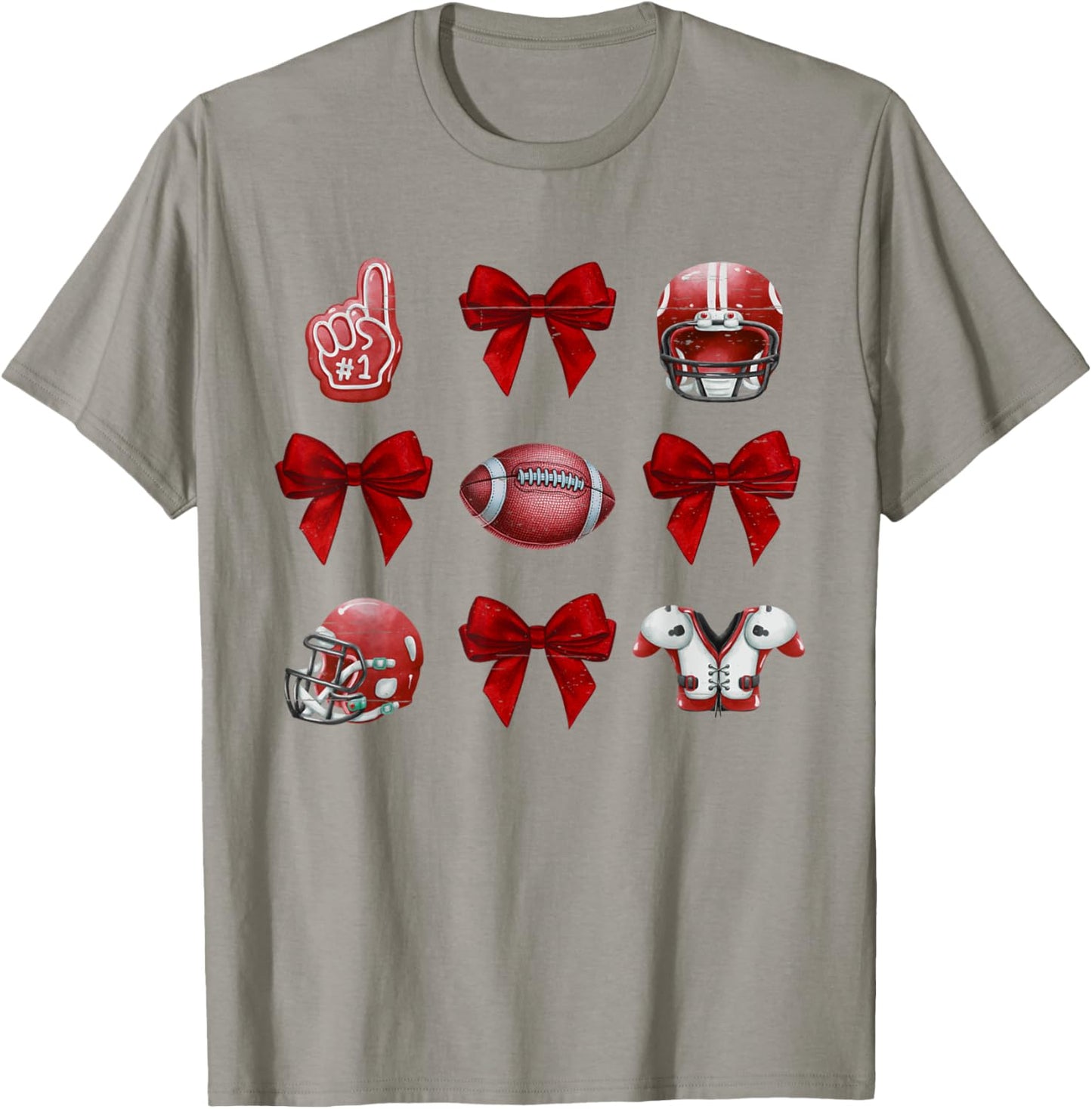Vintage Coquette Bow Game Day American Football Player Coach T-Shirt - T-Shirt | Sand