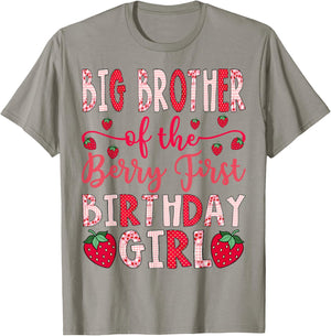 Big Brother of The Berry First Birthday Girl Strawberry T-Shirt - T-Shirt | Sand
