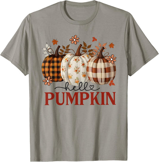 Hello Pumpkin Leopard Print for Fall Thanksgiving Kid T-Shirt - T-Shirt | Sand
