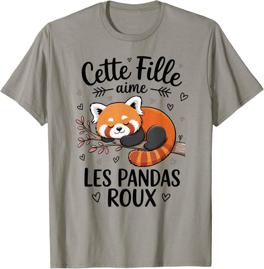 Cute Red Panda Woman Girl Loves Red Pandas T-Shirt - T-Shirt | Sand