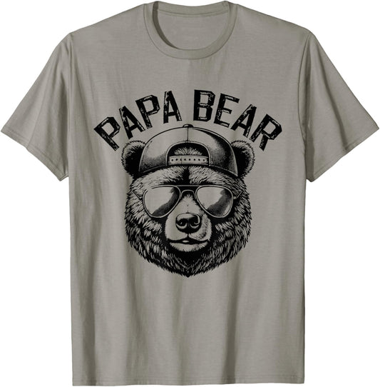 Papa Bear Face Grizzly Fathers Day Bear Lover T-Shirt - T-Shirt | Sand