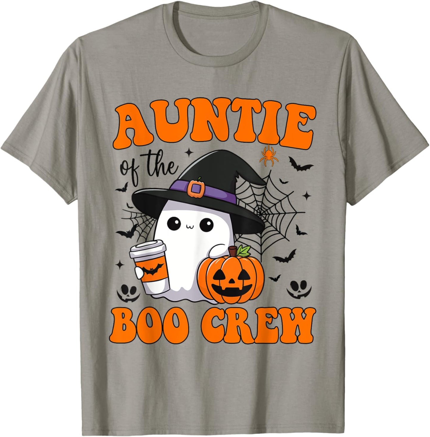 Auntie Boo Crew Groovy Ghost Matching Family Halloween T-Shirt - T-Shirt | Sand