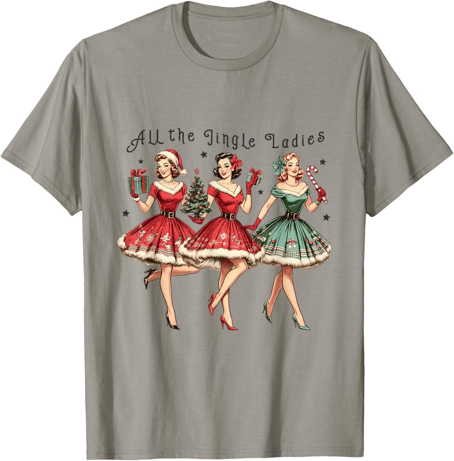 All The Jingle Ladies Funny Vintage Christmas T-Shirt - T-Shirt | Sand