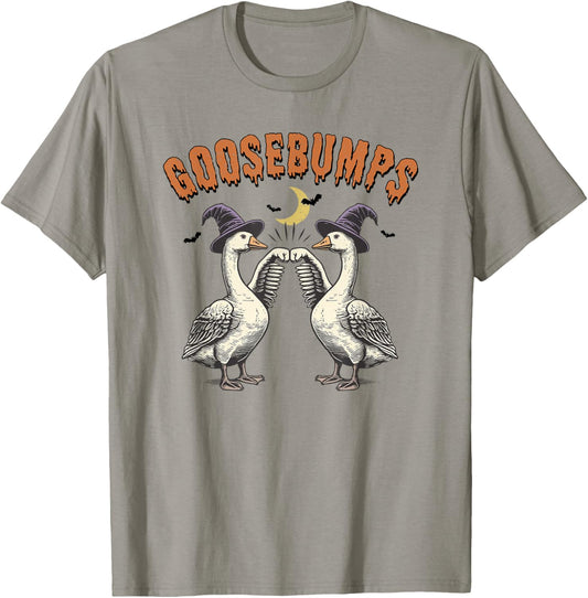 Goosebumps Halloween, Funny Goose Lover, Goose Halloween T-Shirt - T-Shirt | Sand