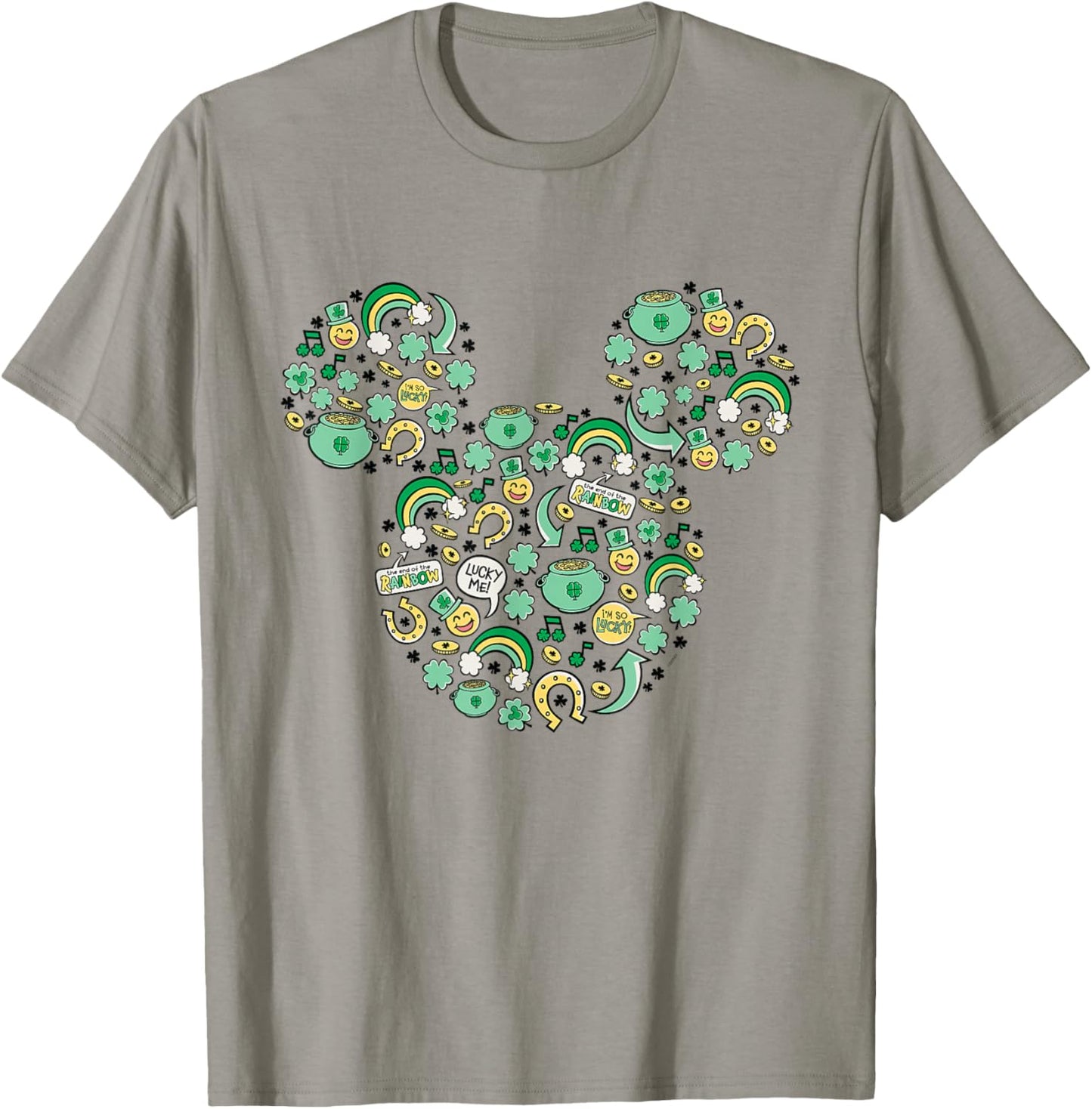 Disney Mickey Mouse St. Patrick's Day Lucky Icons Face Shape T-Shirt - T-Shirt | Sand