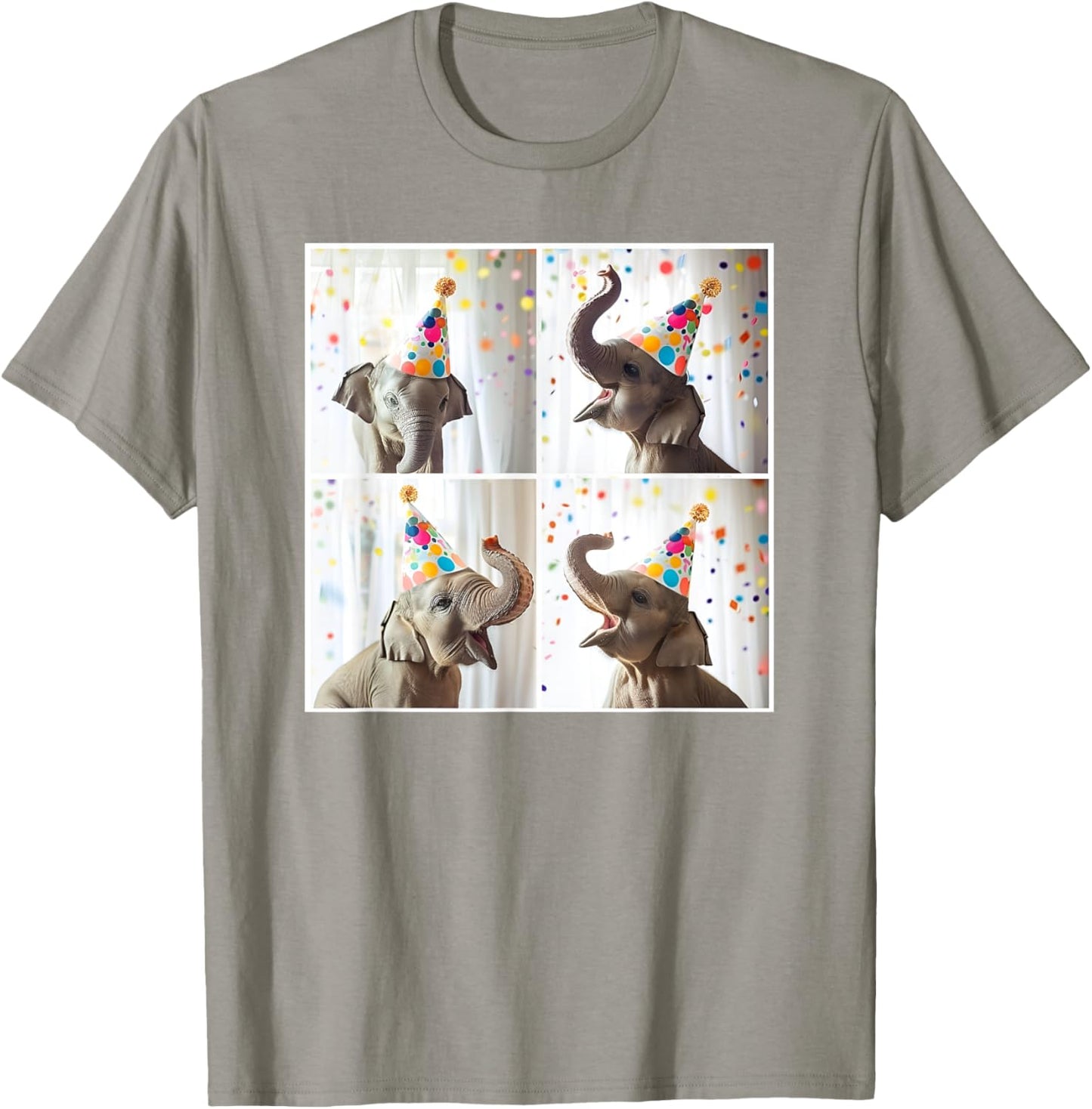 Baby Elephant Colorful Birthday Celebration Safari Animal T-Shirt - T-Shirt | Sand