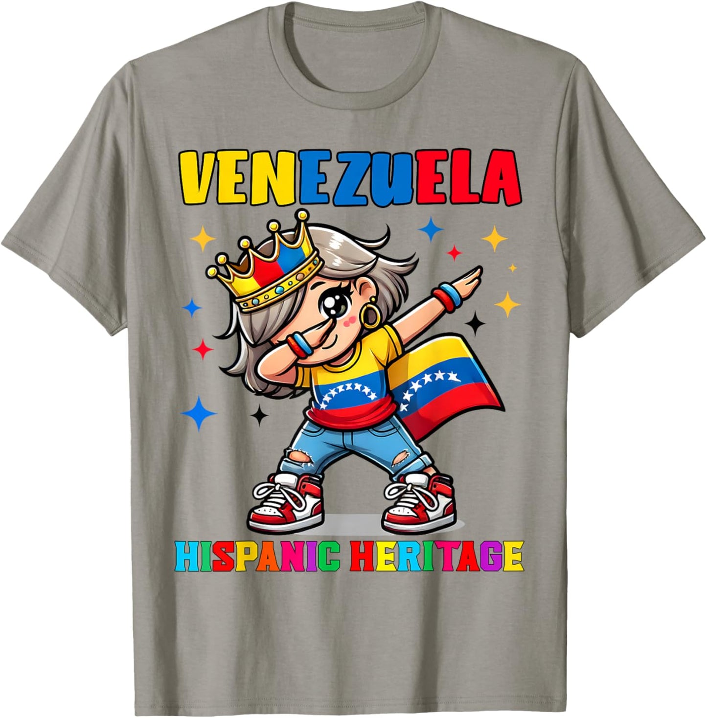 Venezuela Dabbing Girl Hispanic Heritage Celebration for Kid T-Shirt - T-Shirt | Sand