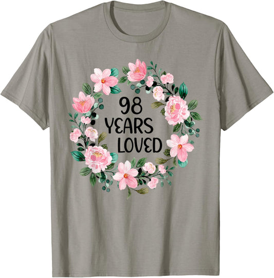 98 Years Loved Women Men 98 Years Old Cool 98th Birthday T-Shirt - T-Shirt | Sand