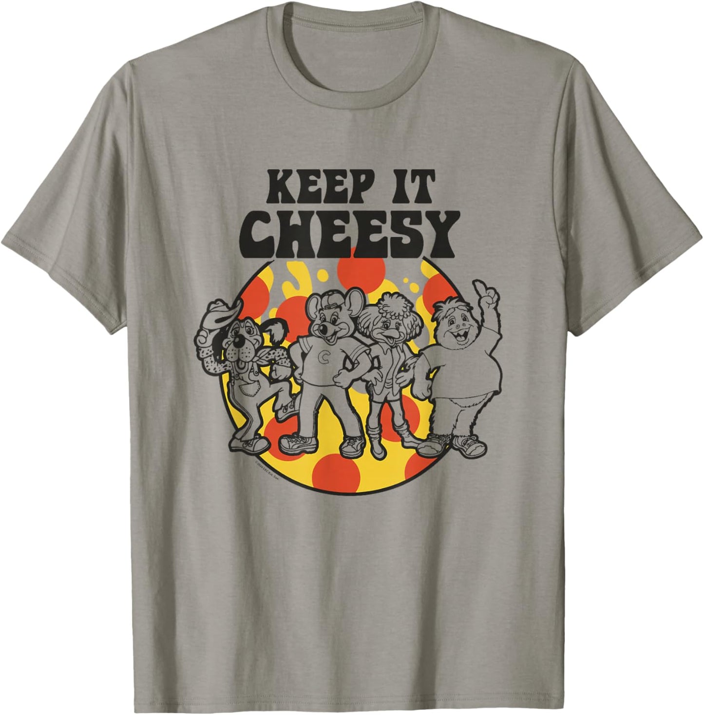 Chuck E. Cheese Keep It Cheesy Vintage Group Shot Big Logo T-Shirt - T-Shirt | Sand