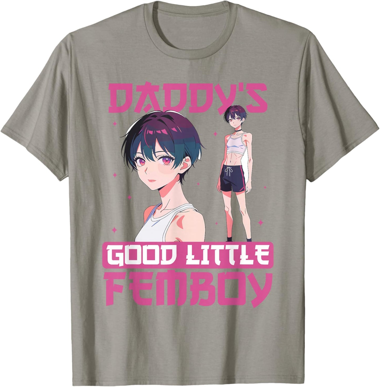 Daddy's Good Little Femboy Anime Boy Aesthetic T-Shirt - T-Shirt | Sand
