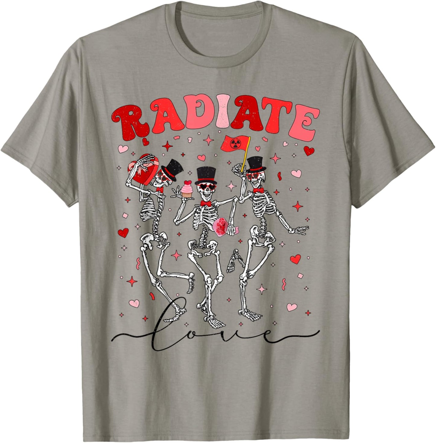 Radiate Love Radiation Therapist Valentines X-Ray Radiology T-Shirt - T-Shirt | Sand