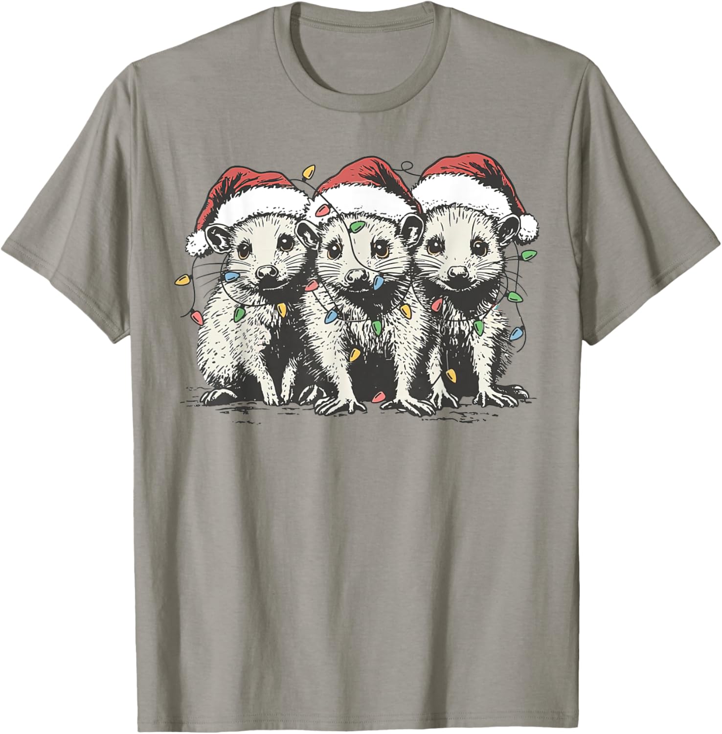 Vintage Cute Opossum Possum Christmas Girls T-Shirt - T-Shirt | Sand
