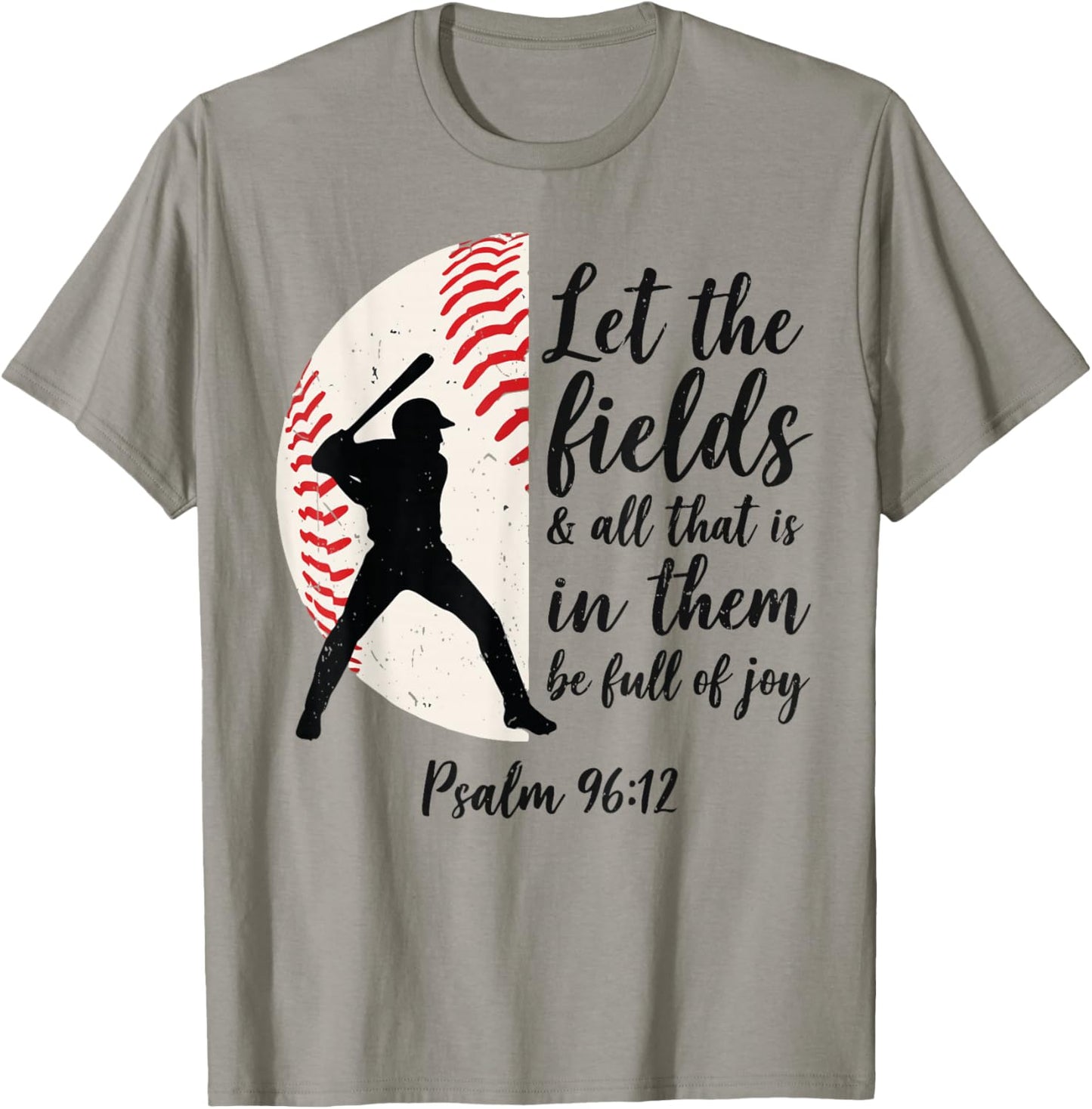 Youth Boy Let Field Be Joyful Christian Baseball Bible Verse T-Shirt - T-Shirt | Sand