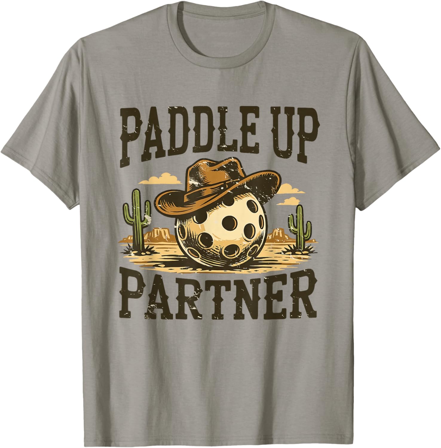 Paddle-Up Partner Howdy Pickle Ball Western Play Pickleball T-Shirt - T-Shirt | Sand