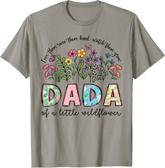 Dada of The Little Wildflower Birthday Girl Floral T-Shirt - T-Shirt | Sand
