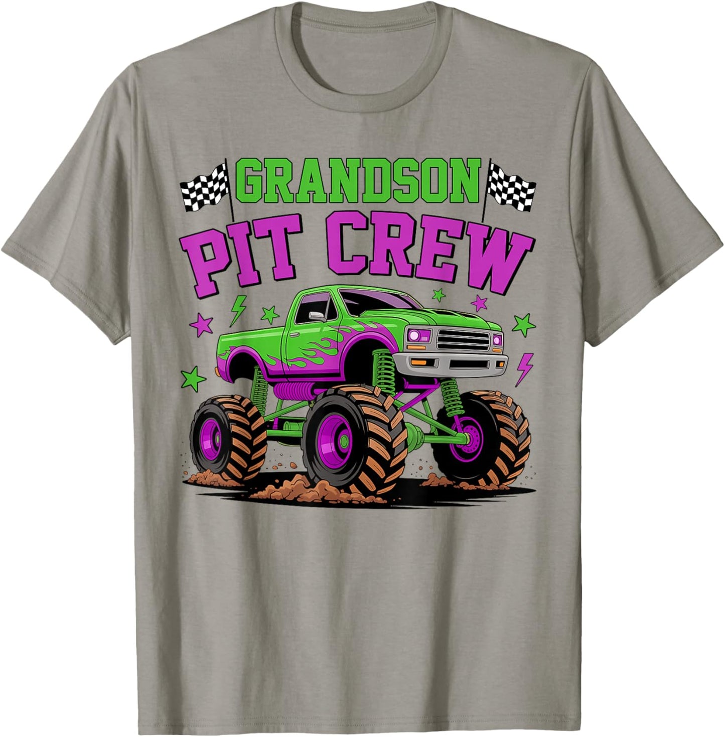 Grandson Pit Crew Monster Truck Birthday Matching Family T-Shirt - T-Shirt | Sand