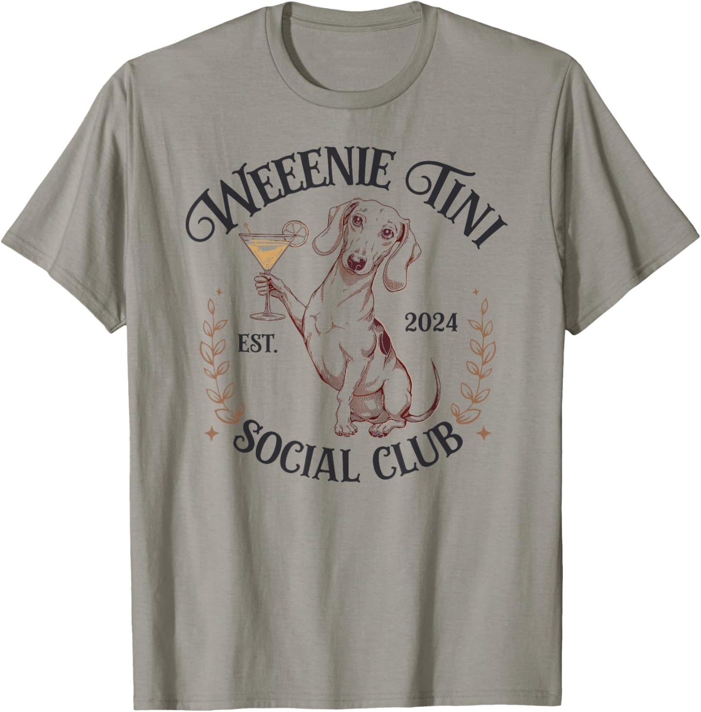 Dachshund Weenie Tini Social Club Lover funny Weiner Dog Women T-Shirt - T-Shirt | Sand