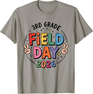 School Field Day Teacher Kids 3rd Grade Funny Field Day 2026 T-Shirt - T-Shirt | Sand