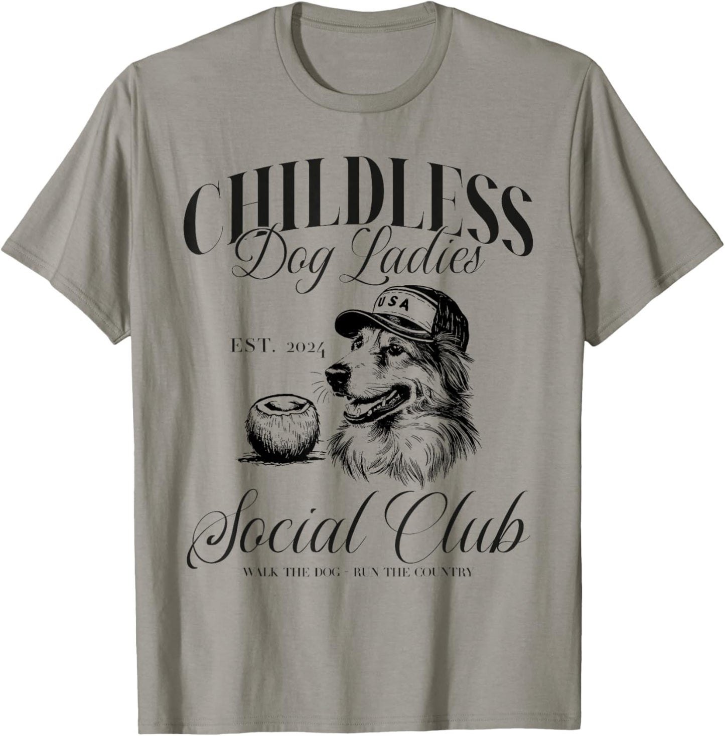 Childless Dog Lady Ladies USA Vintage 2024 T-Shirt - T-Shirt | Sand