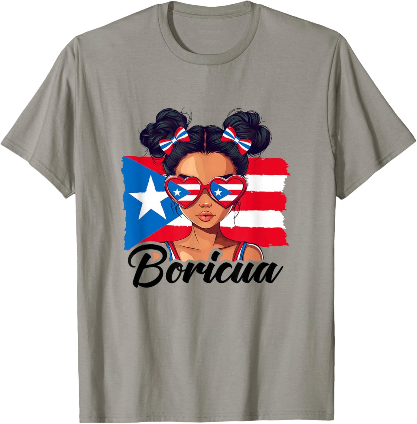 Puerto Rico Hispanic Heritage Messy Bun Puerto Rican Girls T-Shirt - T-Shirt | Sand