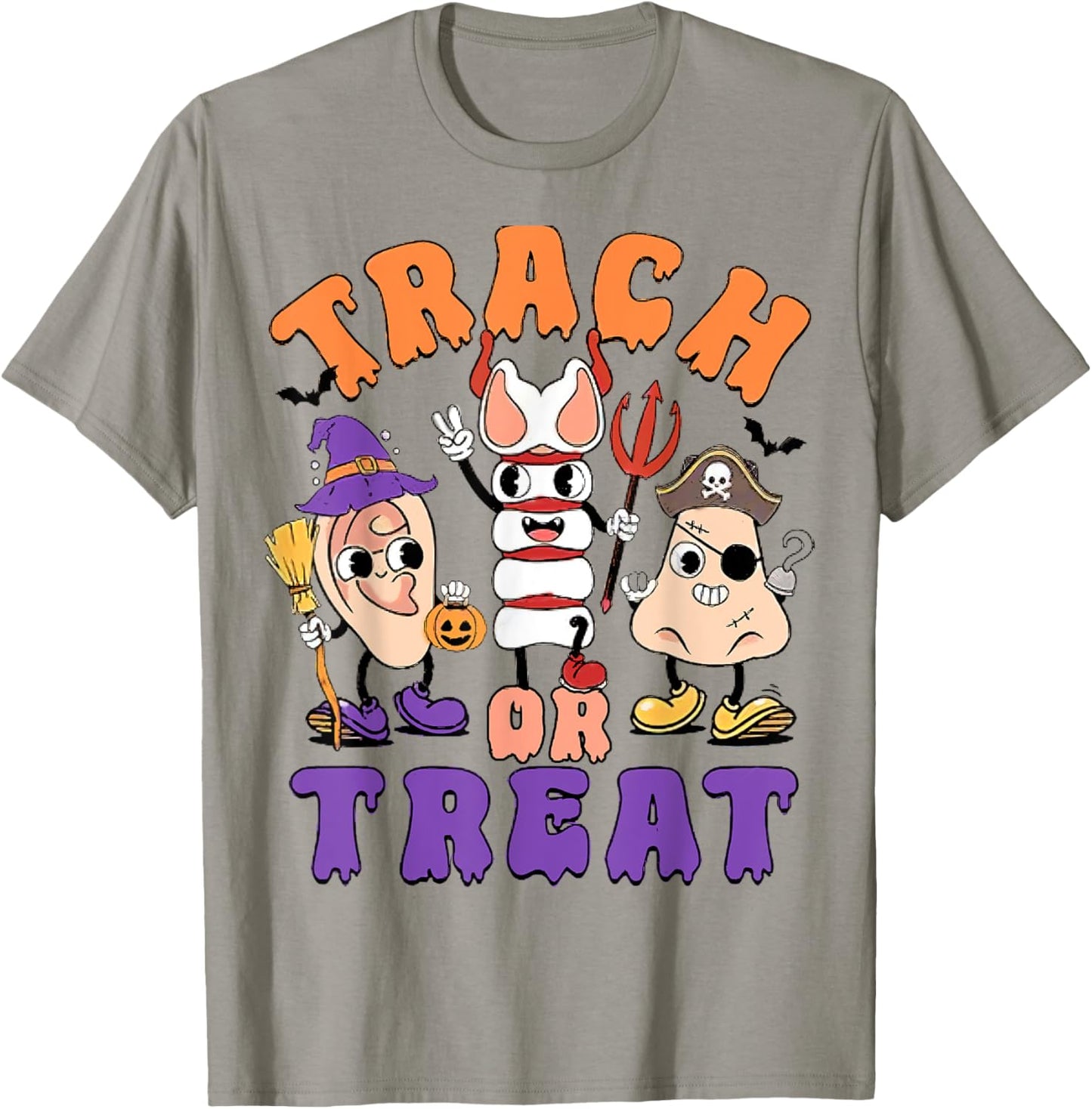ENT Nurse Halloween Ear Nose & Throat Doctor, Trach Or Treat T-Shirt - T-Shirt | Sand