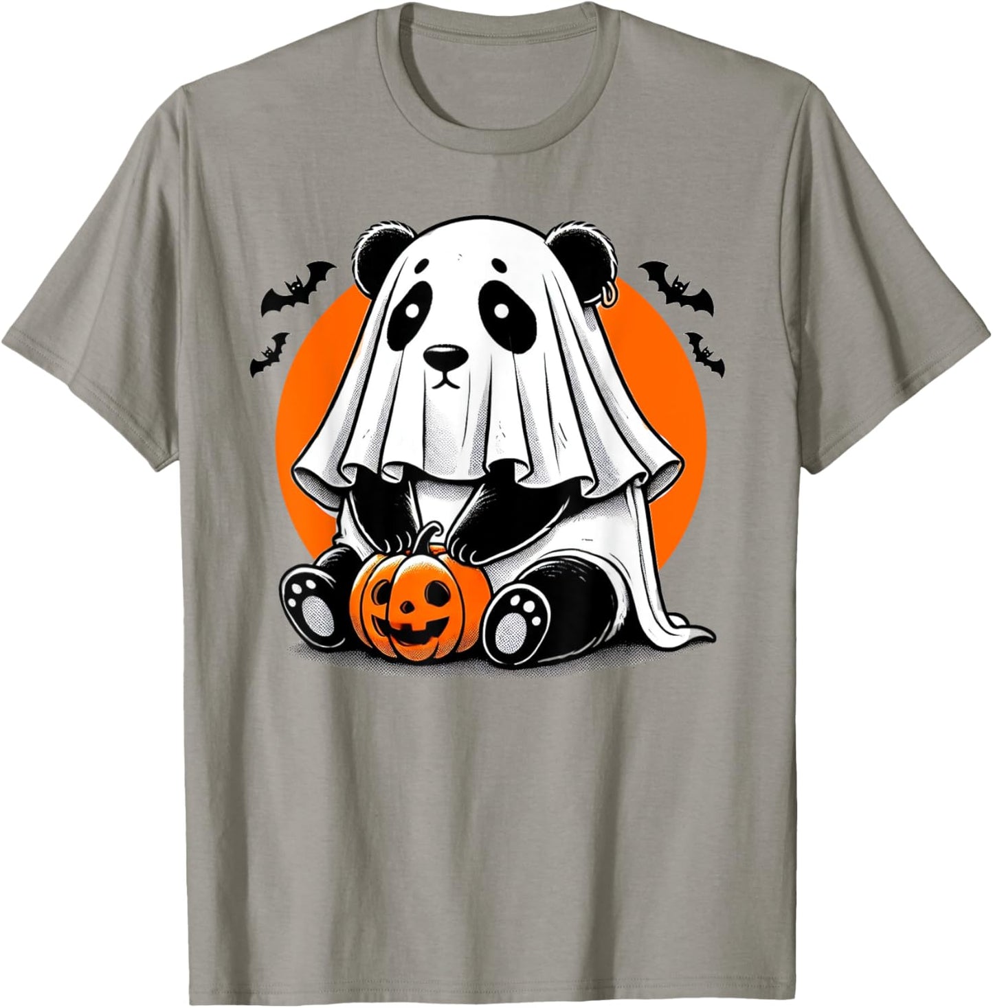 Spooky Panda Wearing A Ghost Halloween Costume Funny Horror T-Shirt - T-Shirt | Sand