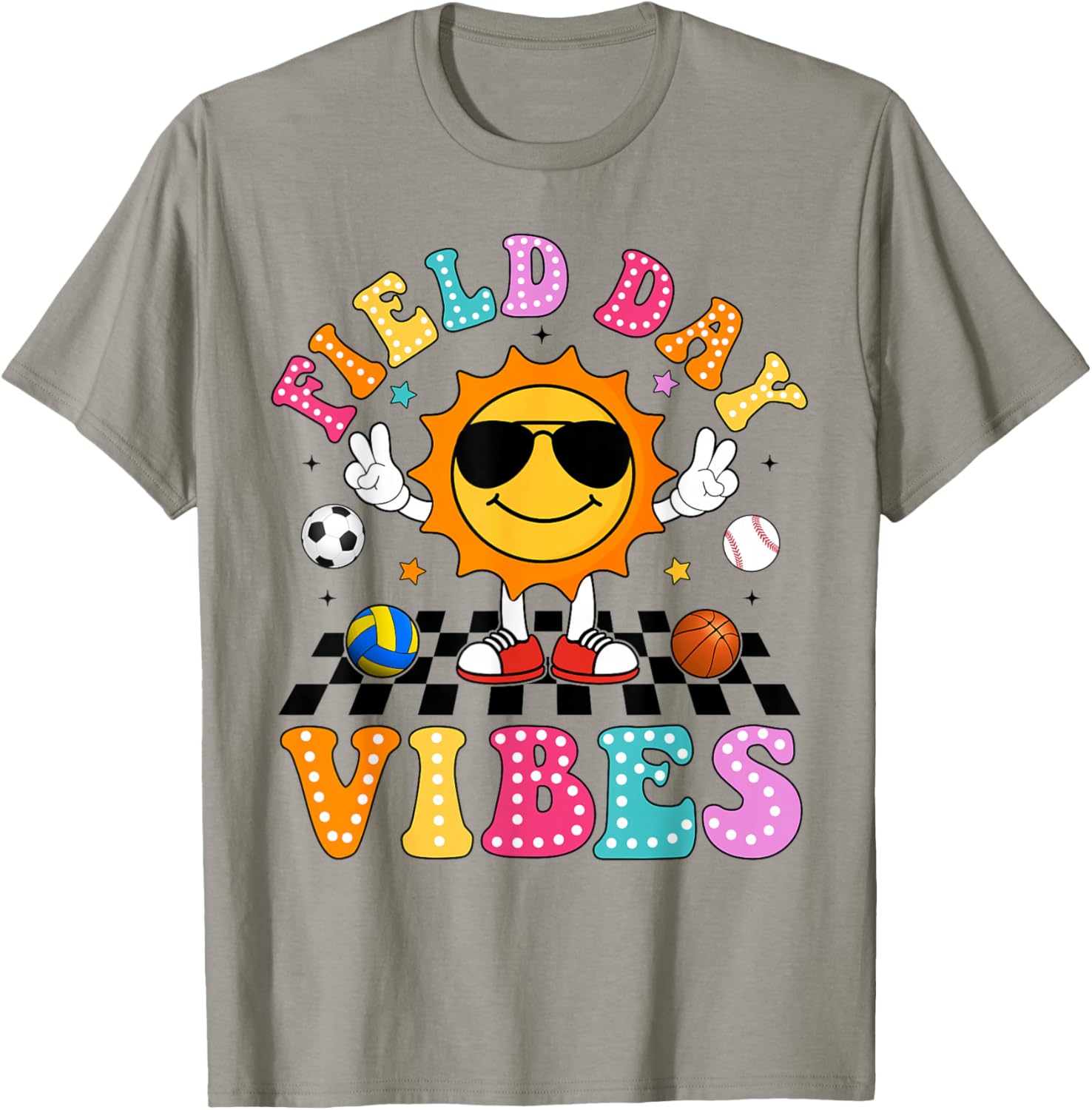 Field Day Vibes Shirt for Teacher Kids Happy Field Day 2026 T-Shirt - T-Shirt | Sand