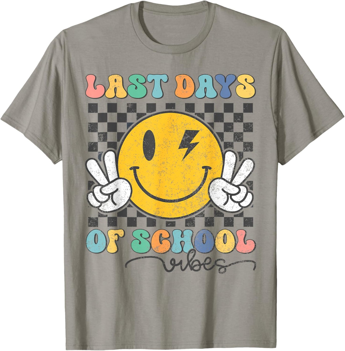 Last Day of School Vibes Teacher Student Groovy Graduation T-Shirt - T-Shirt | Sand