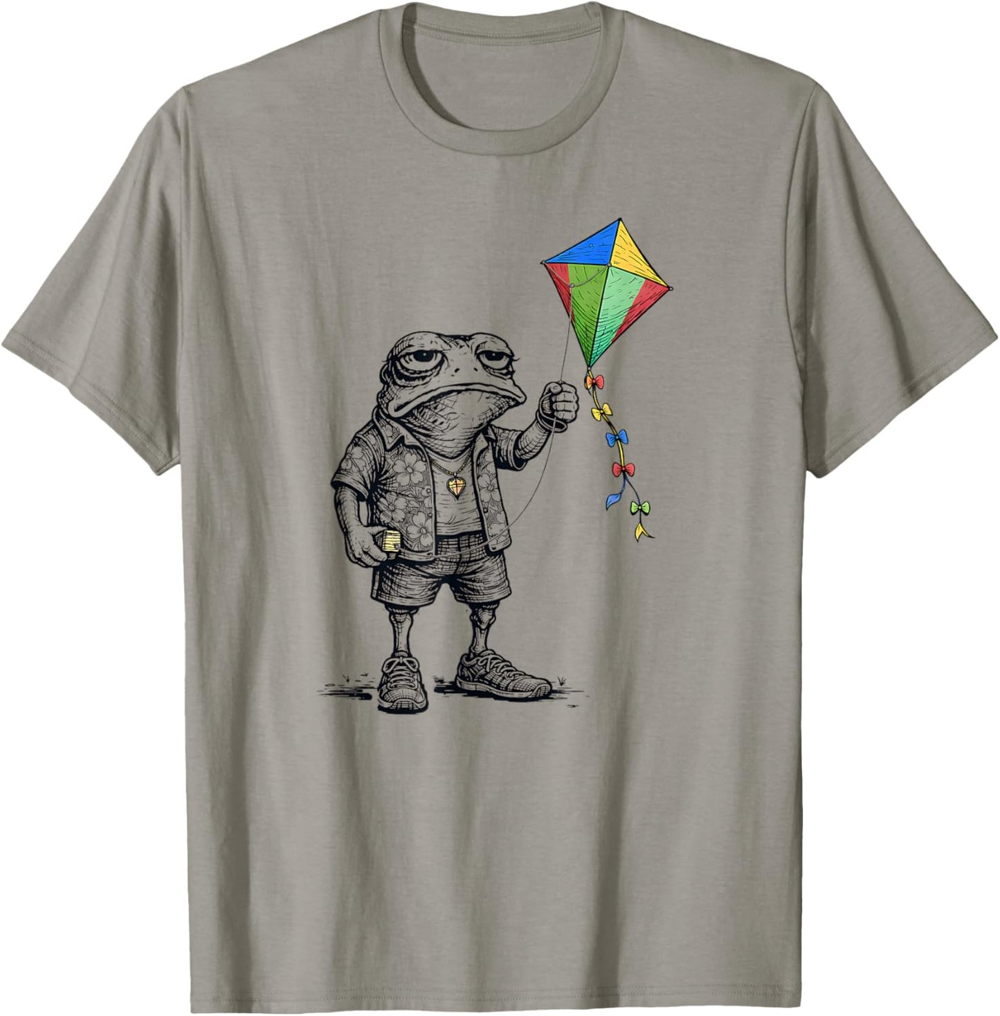 Frog Kite Funny Toad Men Women Grumpy Frog Flying Kite T-Shirt - T-Shirt | Sand