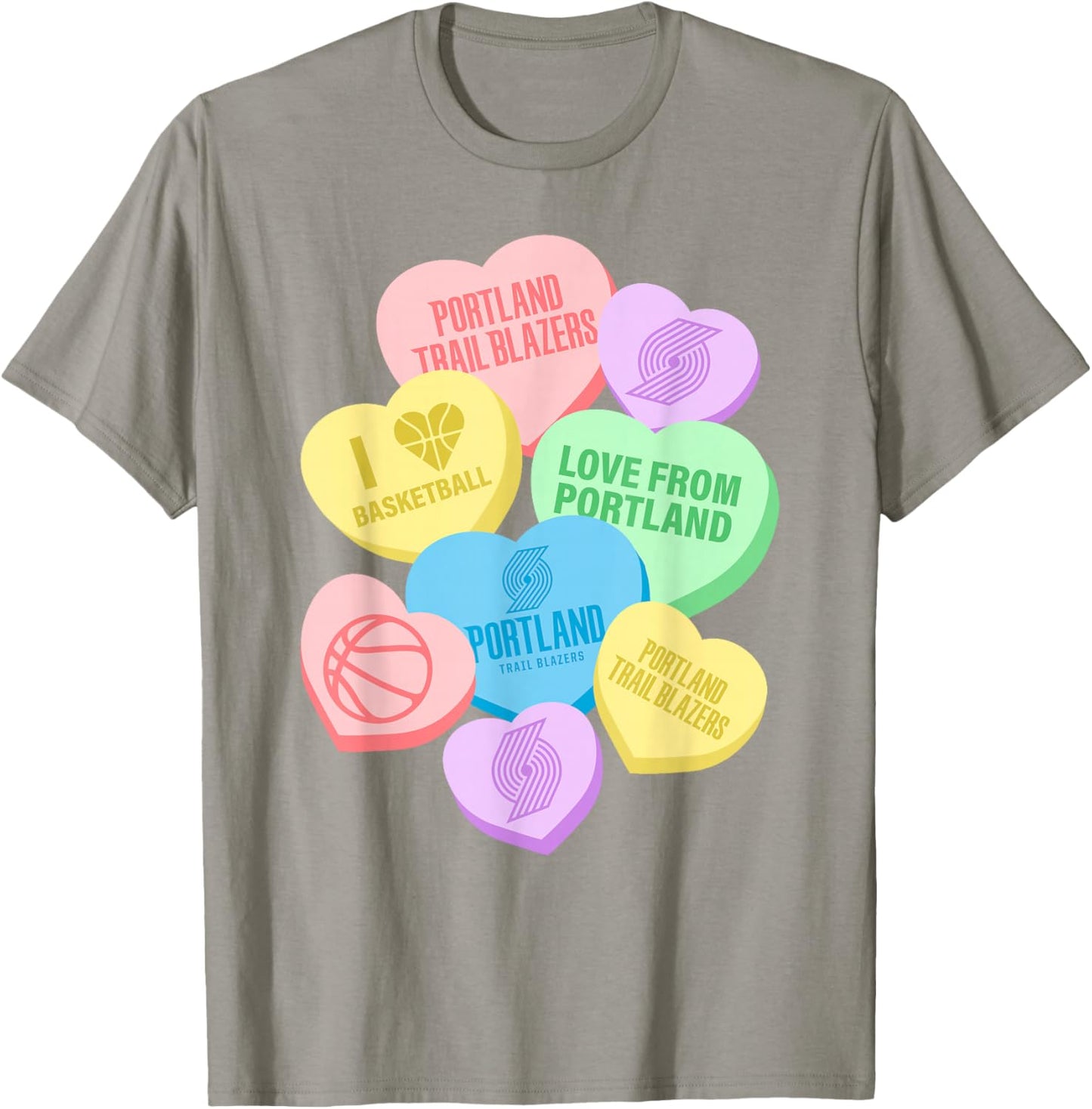 NBA Portland Trail Blazers Valentine's Day Candy Hearts T-Shirt - T-Shirt | Sand