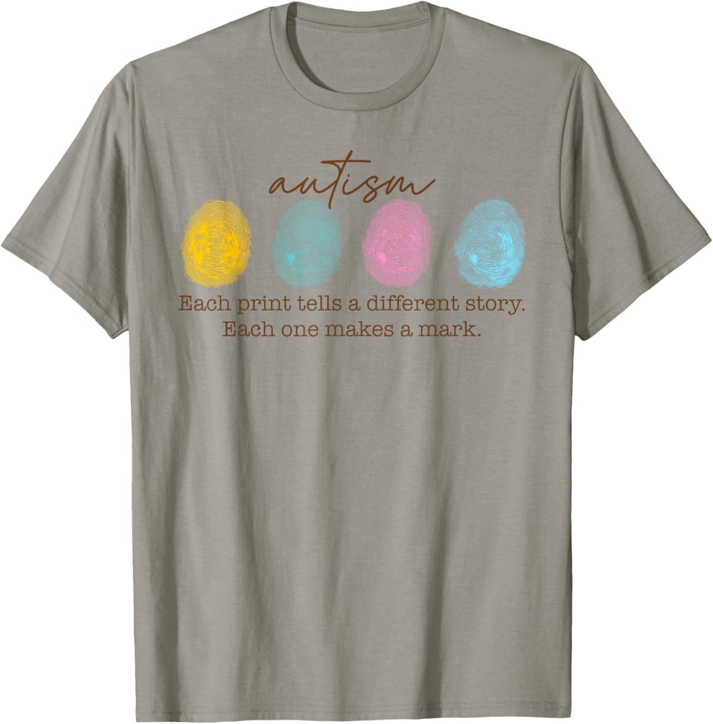 Fingerprint Autism Each Print Tells A Different Story T-Shirt - T-Shirt | Sand