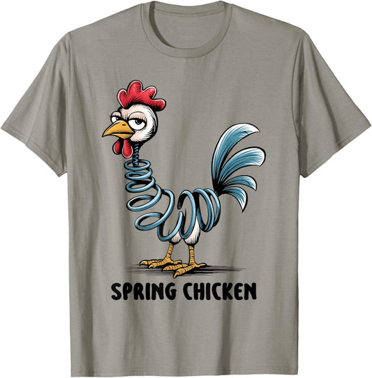 Spring Chicken Funny Farm Pun Chicken Humor T-Shirt - T-Shirt | Sand