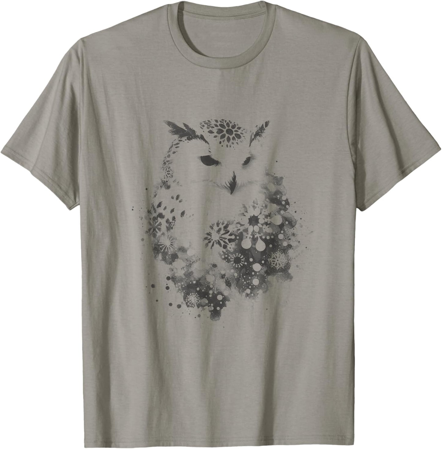 Abstract Snowy Owl Drawing Art Design T-Shirt - T-Shirt | Sand