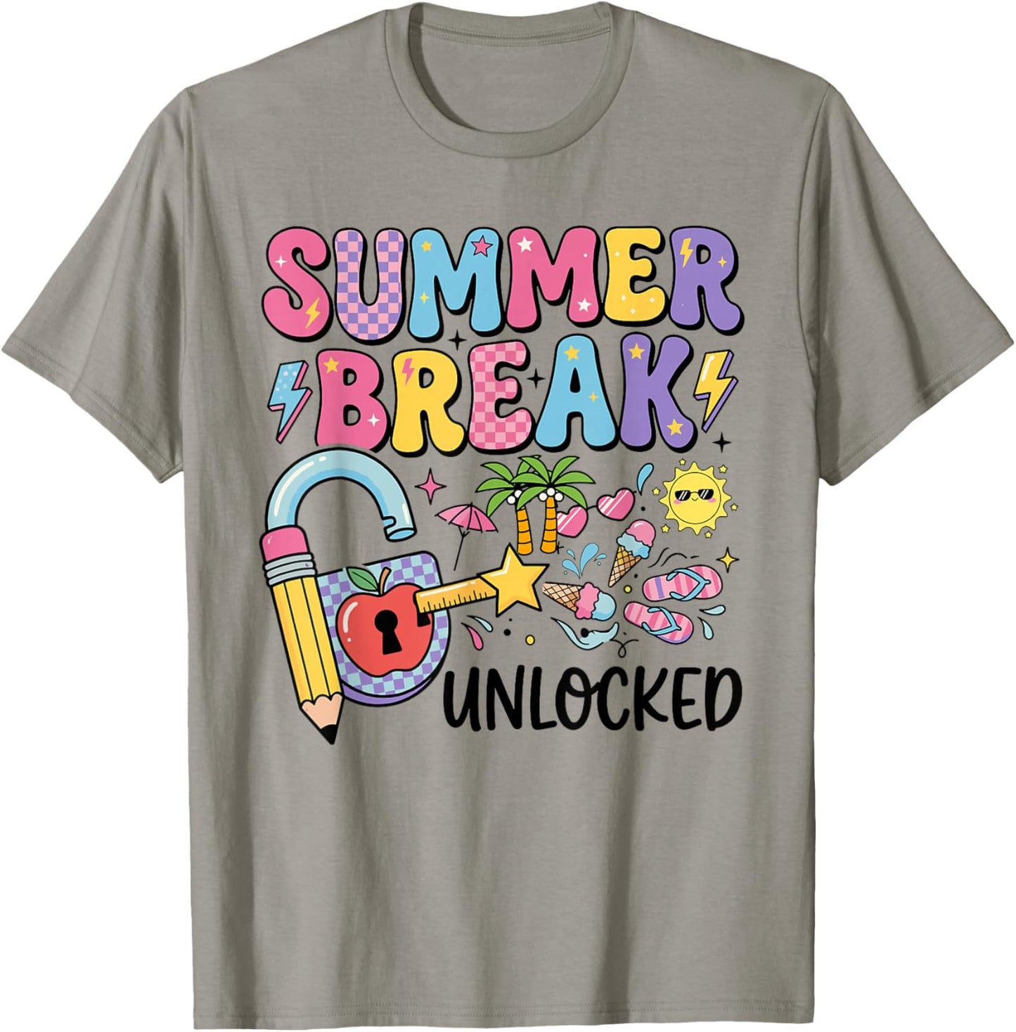 End of School Year Teacher Last Day Summer Break Unlocked T-Shirt - T-Shirt | Sand