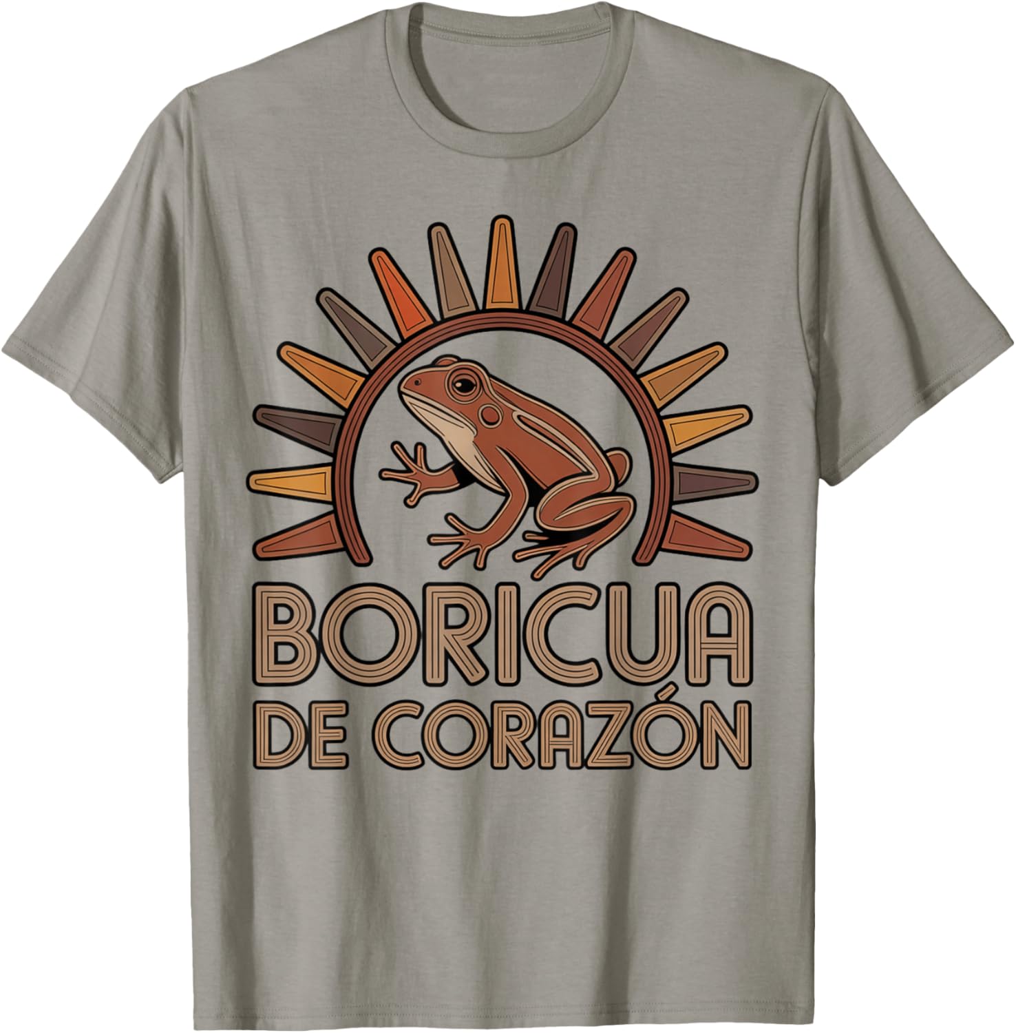 Boricua de Corazón Coquí Tribal Symbol Apparel T-Shirt - T-Shirt | Sand
