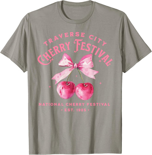 Traverse City Cherry Festival Inspired Design T-Shirt - T-Shirt | Sand
