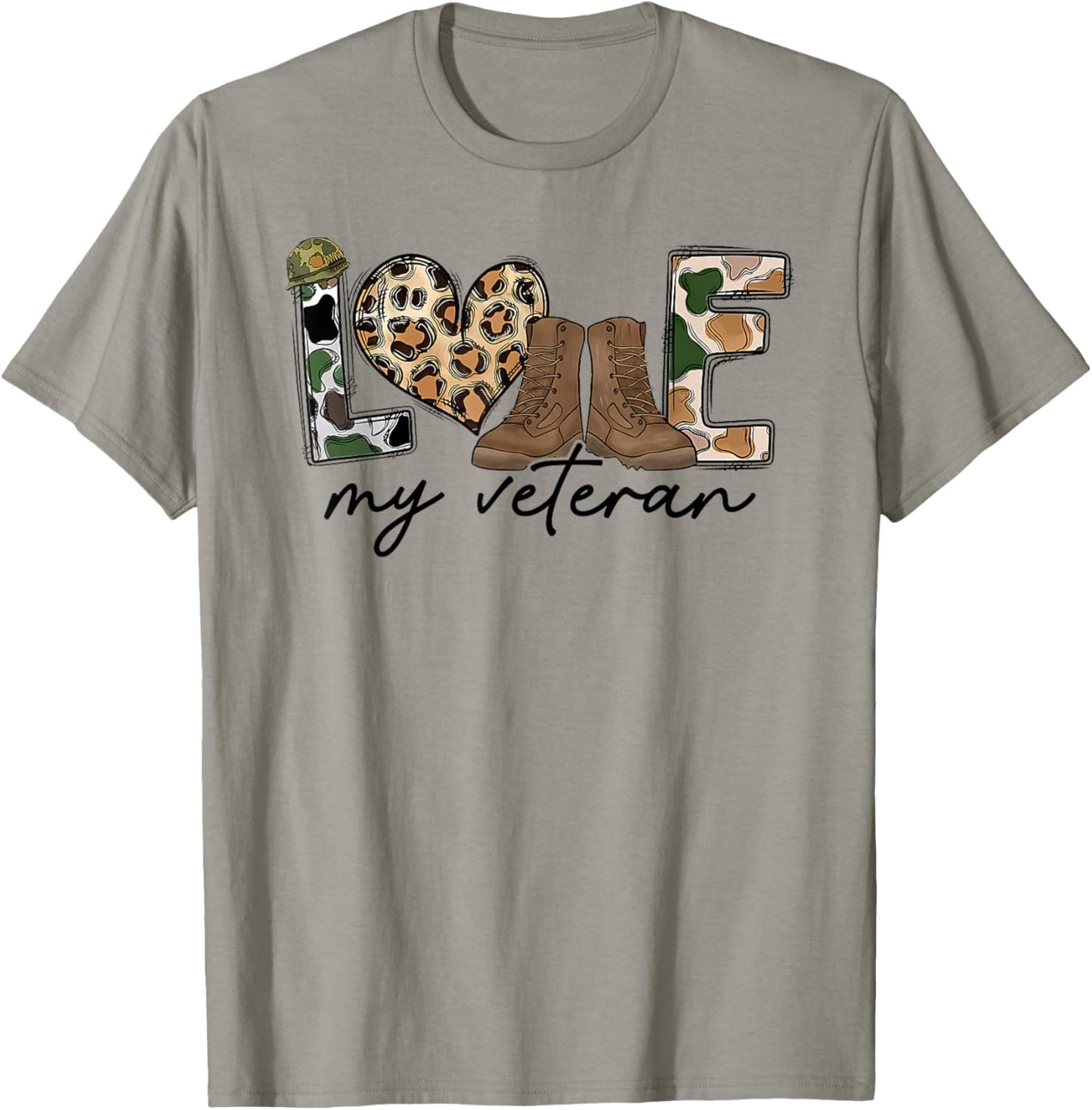 I Love My Veteran Camouflage USA Flag Military T-Shirt - T-Shirt | Sand