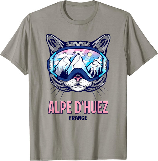 Cat Panoramic Ski Mask Mountain Alpe D'Huez T-Shirt - T-Shirt | Sand