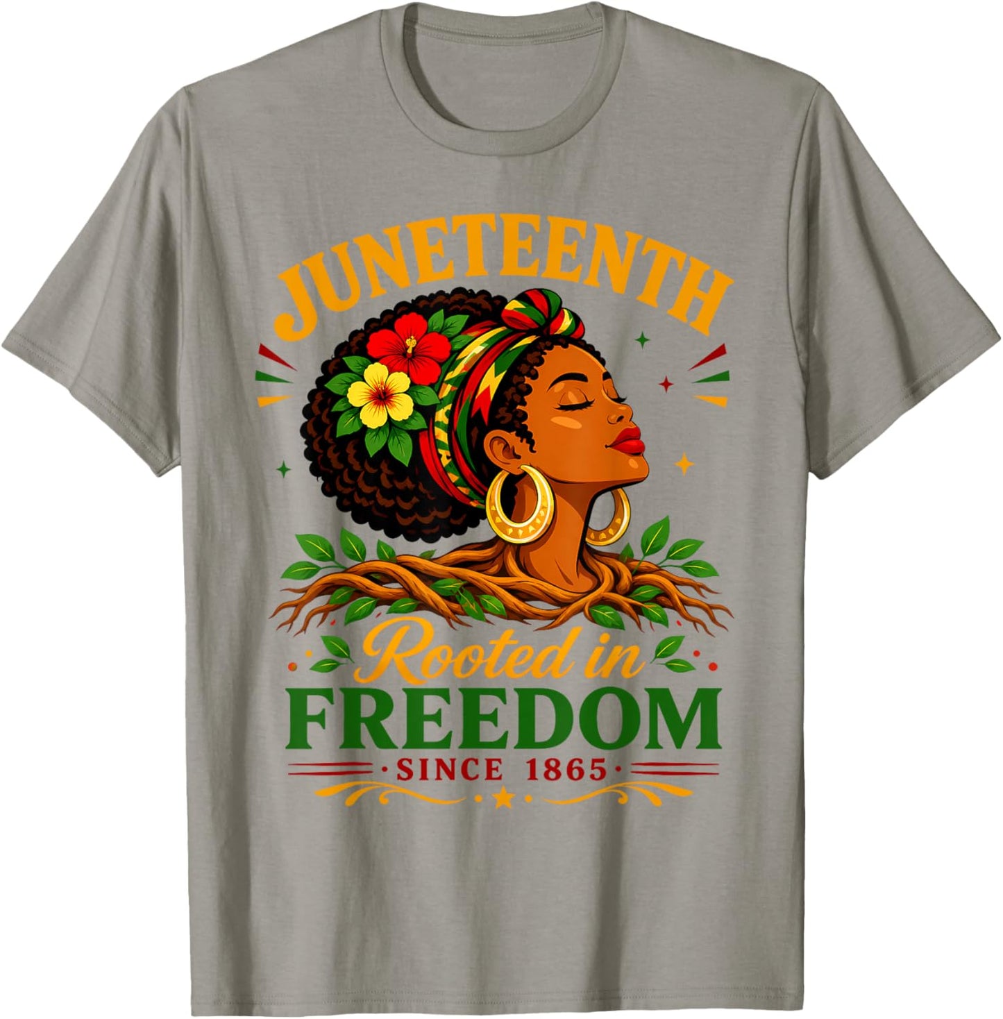 Juneteenth Rooted in Freedom Since 1865 Black Women Afro T-Shirt - T-Shirt | Sand