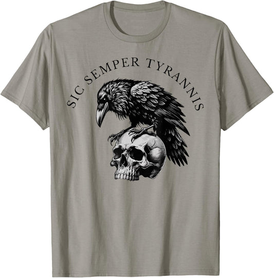 Sic Semper Tyrannis & Raven Skull T-Shirt - T-Shirt | Sand