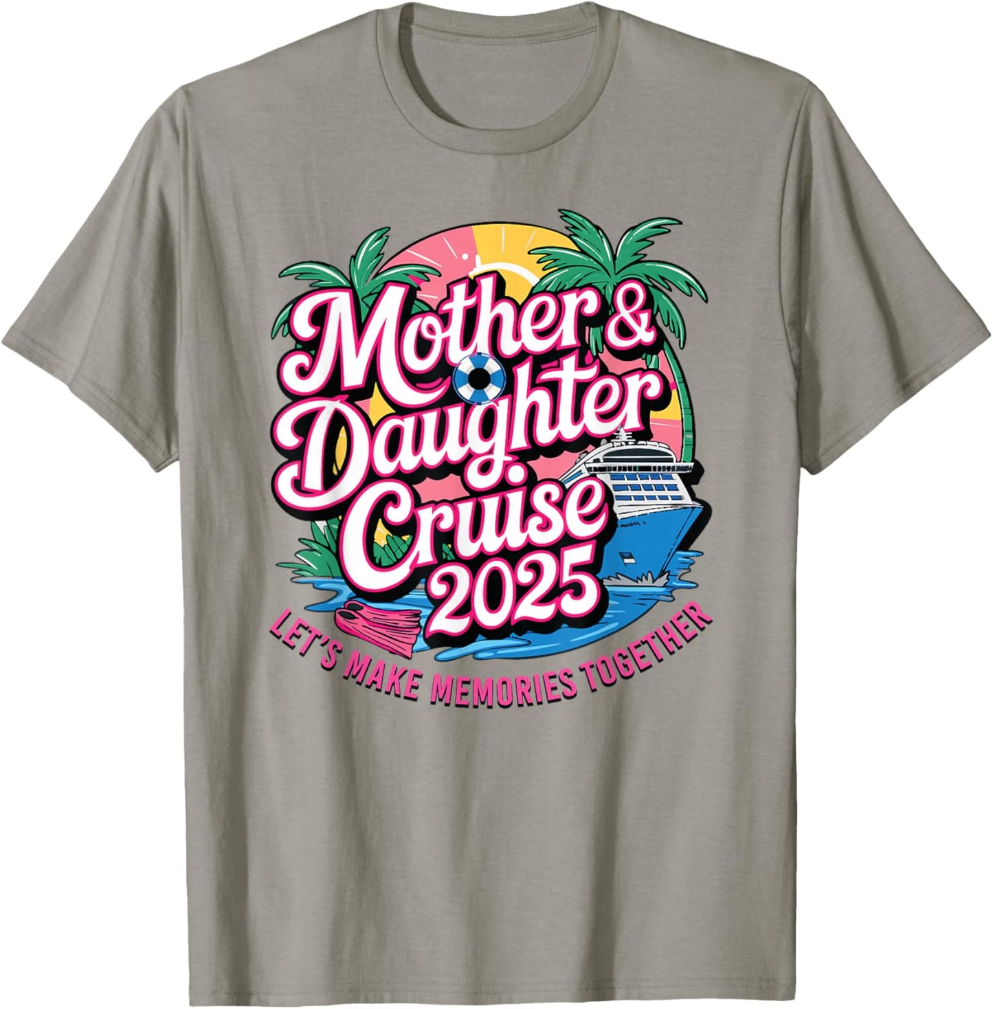 Cruise Squad Friend Family Matching Group Reunion Mother Daughter 1st Cruise 2025 Girls Trip -Child Blue Small Tropical Short Sleeve T-Shirt - T-Shirt | Sand