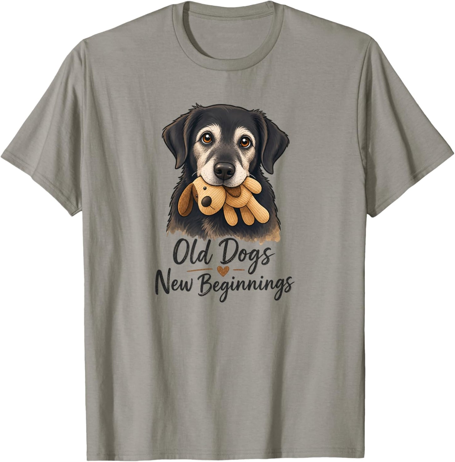 Old Dogs New Beginnings Senior Rescue Dog Cute Rescue Dog T-Shirt - T-Shirt | Sand