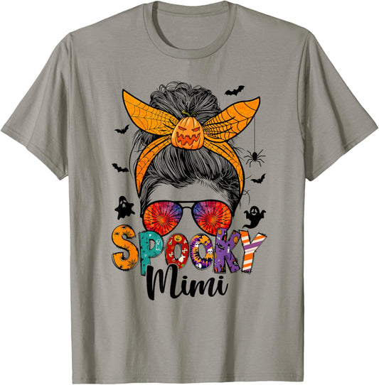 Spooky Mimi Messy Bun Grandma Pumpkin Halloween Pumpkin T-Shirt - T-Shirt | Sand