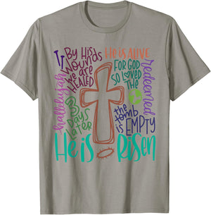 Easter Cross He Is Risen Jesus Christian Men Women Kid Youth T-Shirt - T-Shirt | Sand